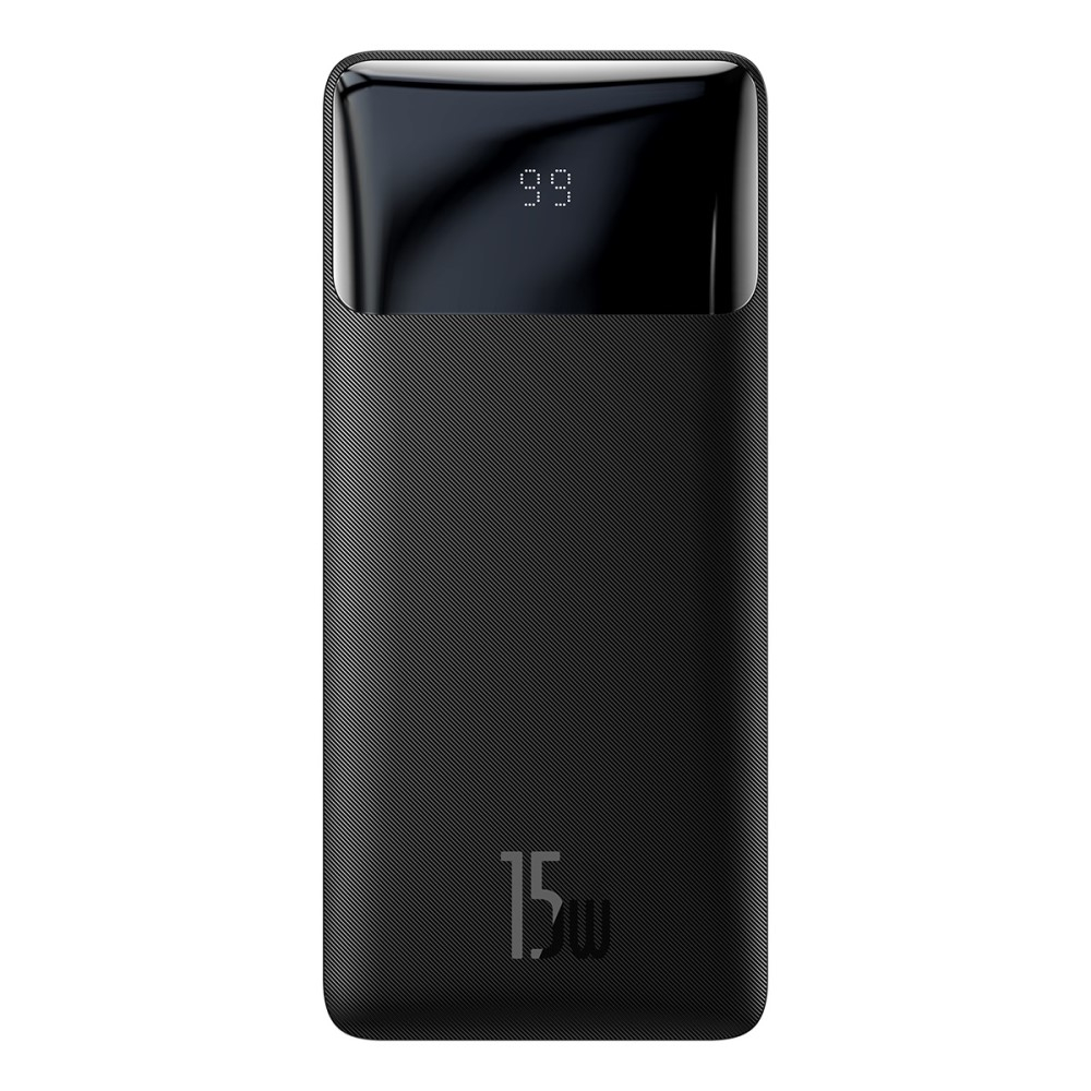 (15W) 10000mAh Dual USB / USB C Power Bank Ladegerät   LED Anzeige - Schwarz