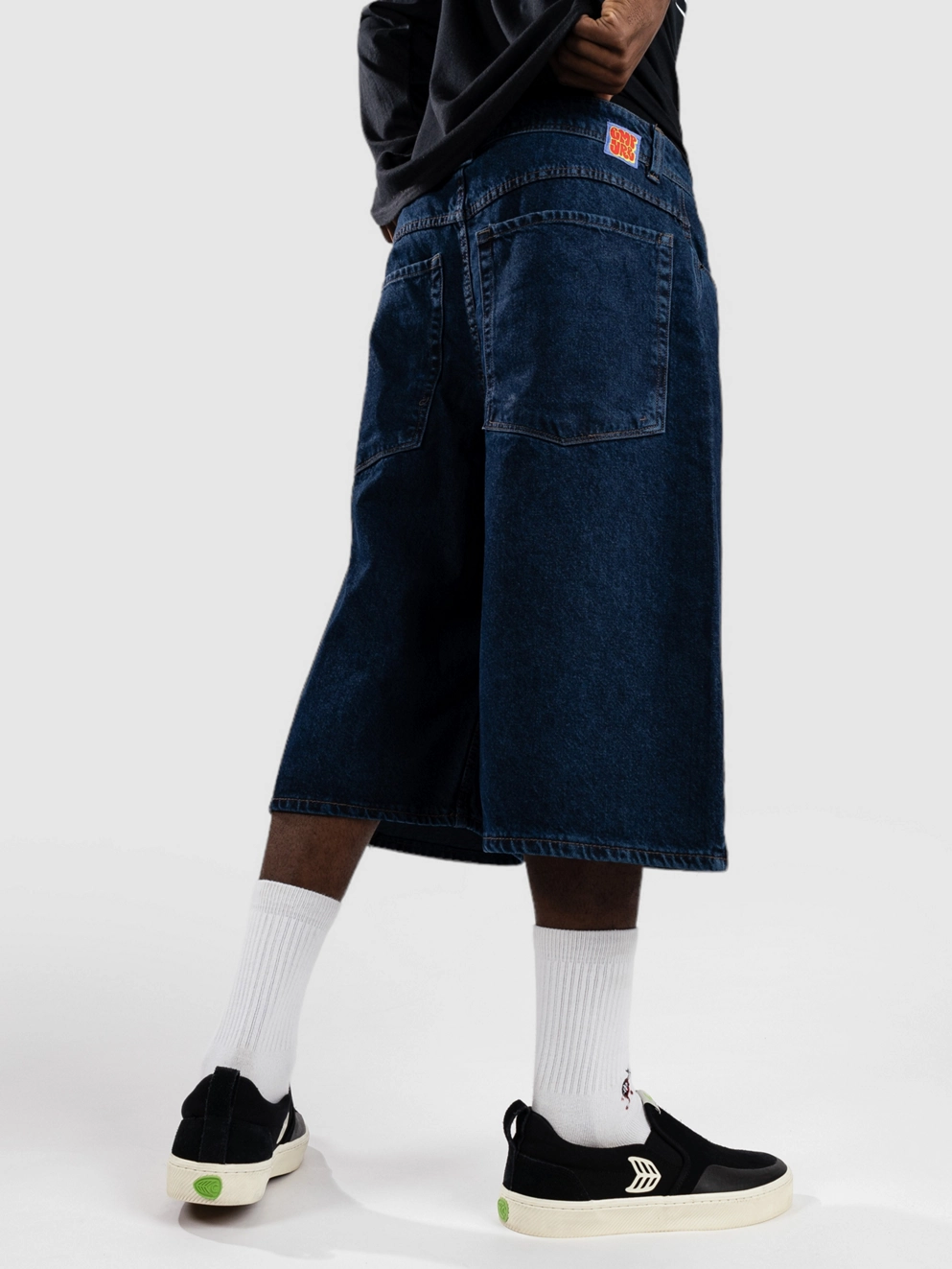 Empyre Ultra Wide Sk8 Denim Shorts evening dark blue