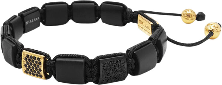 Nialaya The CZ Flatbead Collection - Black Onyx and Black CZ Black