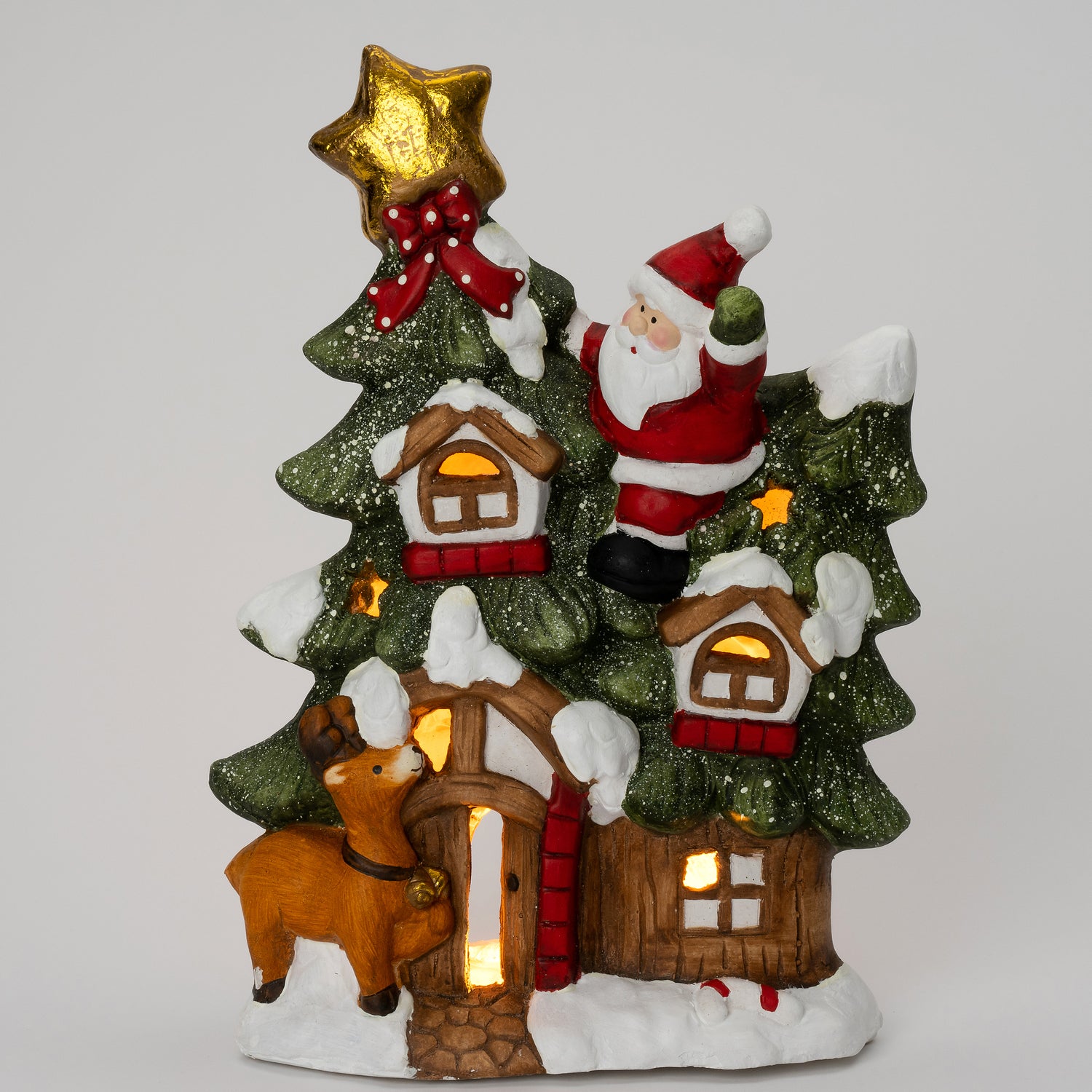 Intratuin waxinelichthouder kerstman groen / wit 36 x 17 x 50,5 cm