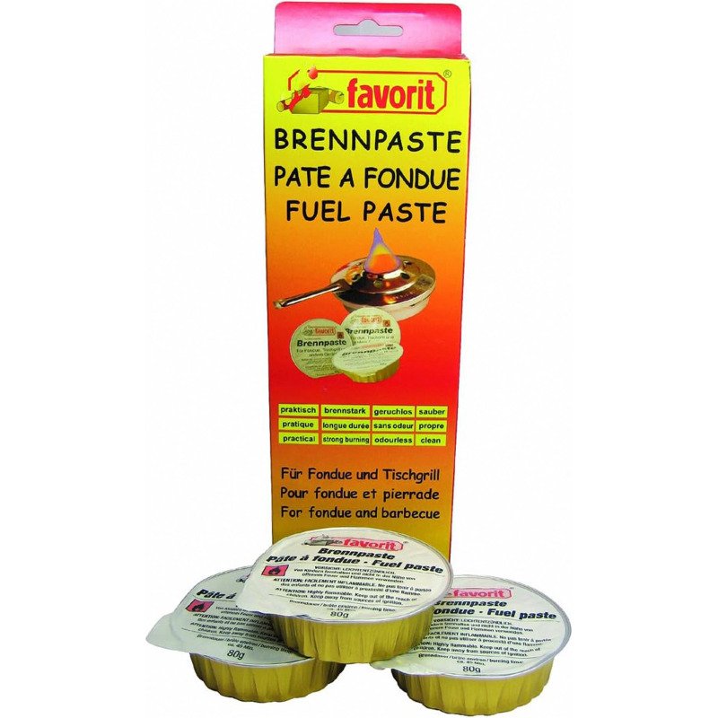 Pâte combustible pour fondue Favorit, coupelle de 80 g - Paquet de 3