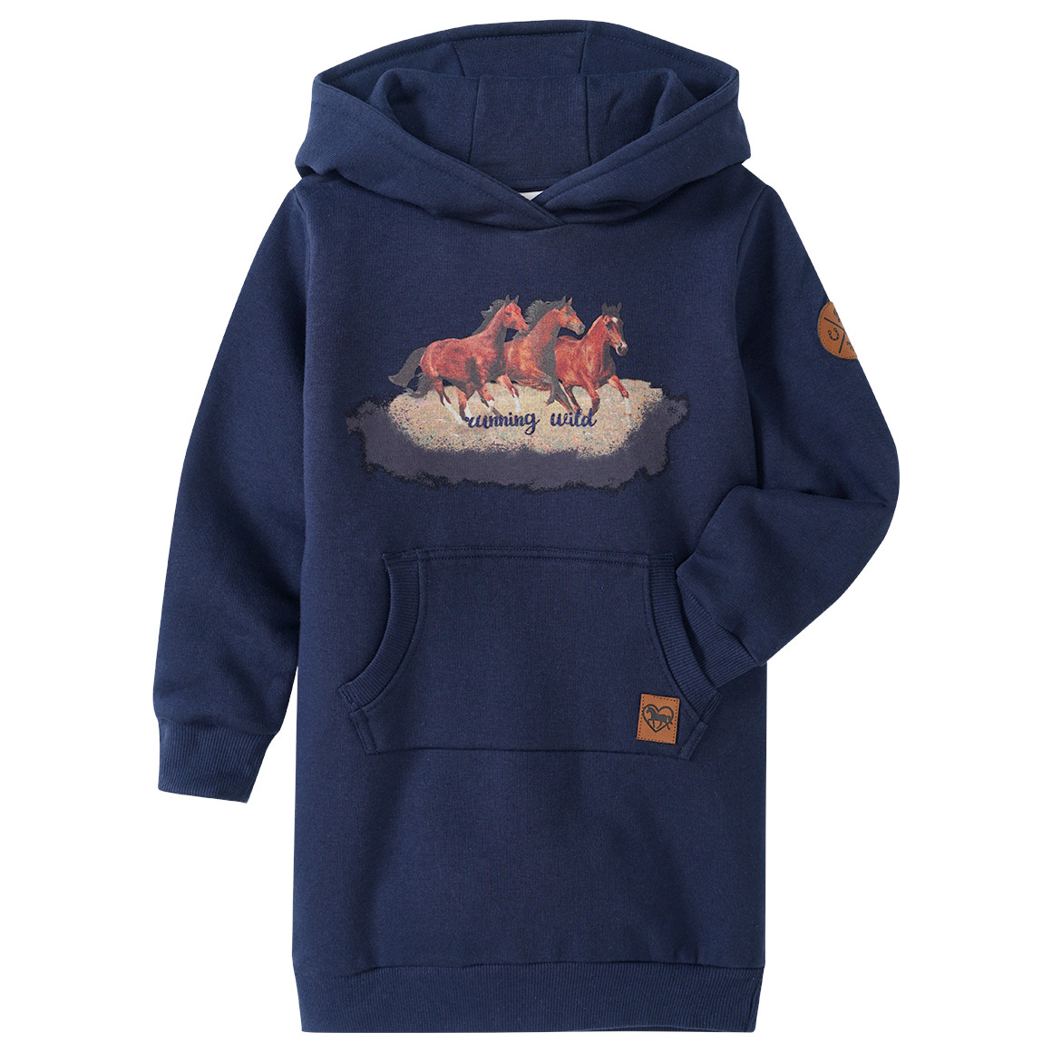 Yigga Mädchen Sweatkleid mit Pferde-Print dunkelblau