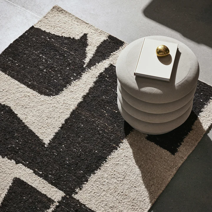 Ferm Living - Piece Teppich, 140 x 200 cm, off-white / coffee