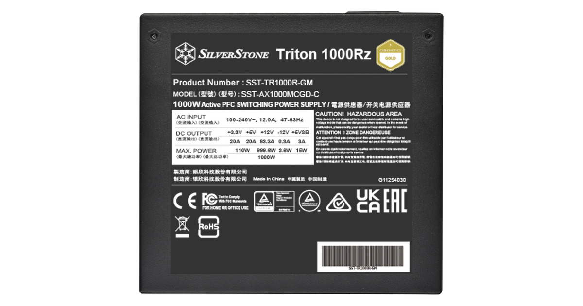 SilverStoneTriton 1000Rz modulaire 1000 watt voeding   (Zwart, 1x 12V-2x6, 4x PCIe)