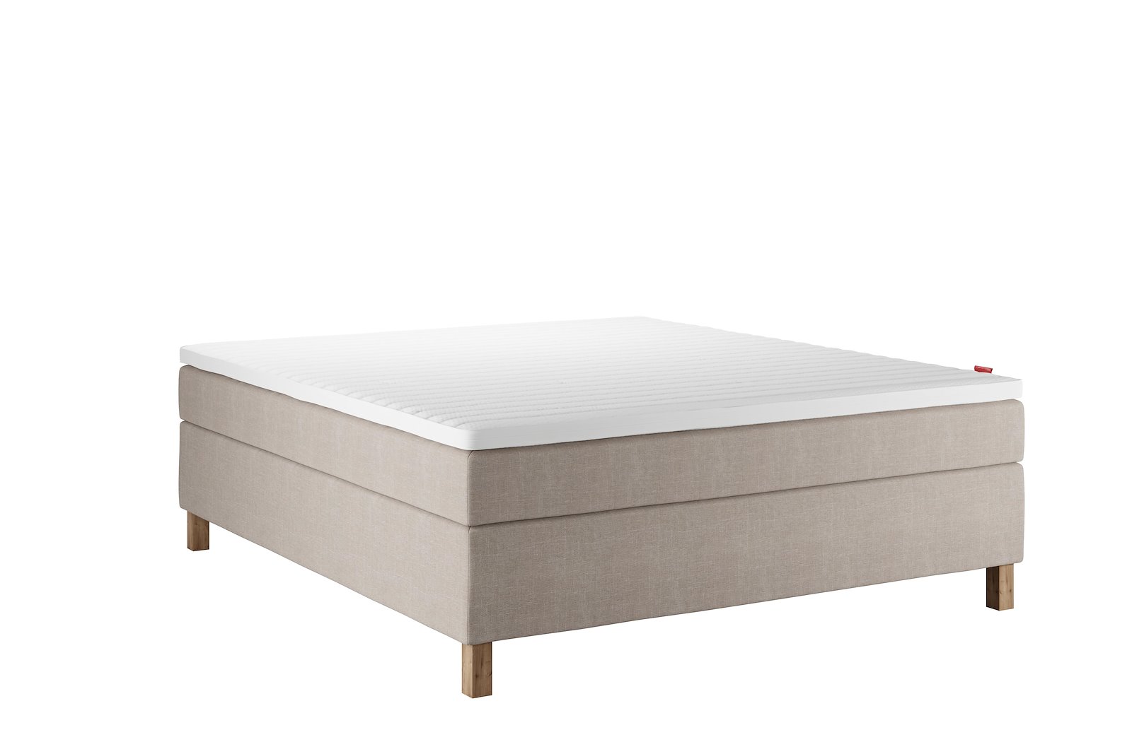 Sensitive 400 kontinentalseng Tekstil Pearl 14 Medium/Fast m/Premium latex overmadrass og Square oak ben 13cm