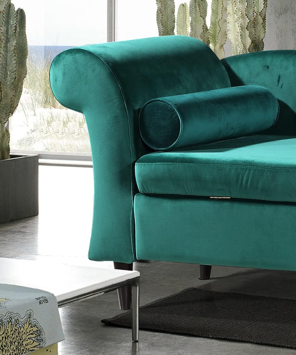 KAWOLA Polsterliege Bettsofa Recamiere Sarah Ottomane Bettkasten Recamiere mit Schlaffunktion (163 x 77 x 73)