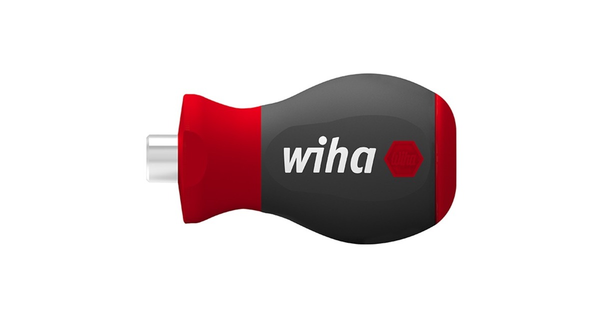 WihaSchroevendraaier met bithouder magnetisch  (Zwart/rood, Stubby, 1/4