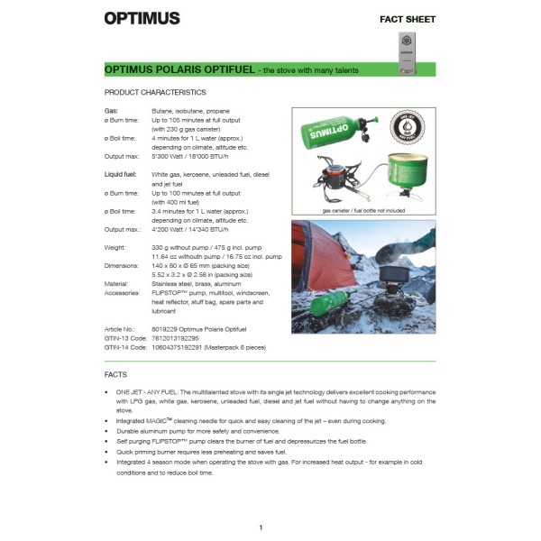 Optimus - Polaris Tactical - Réchaud multicombustibles