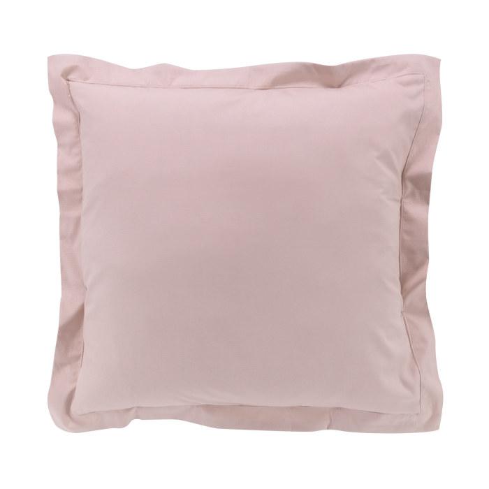 TAIE OREILLER VOLANT PLAT 63X63CM PERCALE UNI ROSE P BOURDON