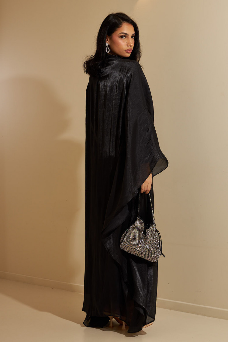 Ensemble 2 pièces robe + gilet à enfiler satiné noir