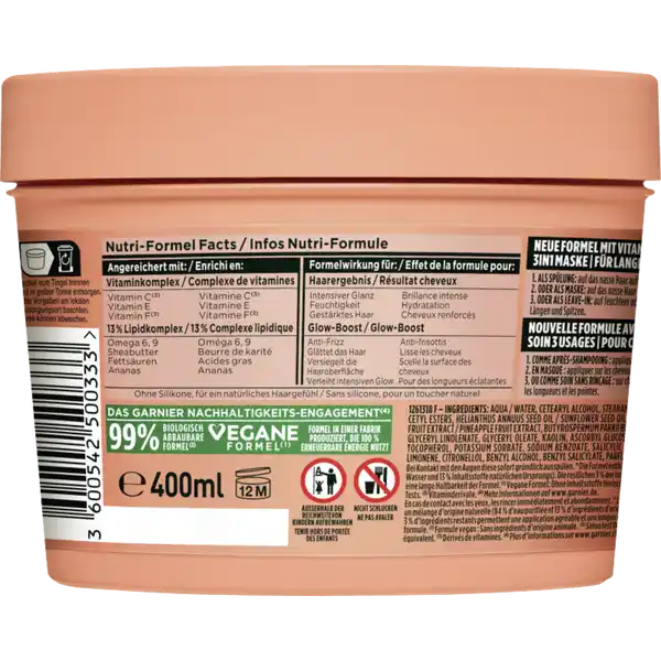 Haarkur Ananas Hair Food 3in1 Maske Glanzloses Haar