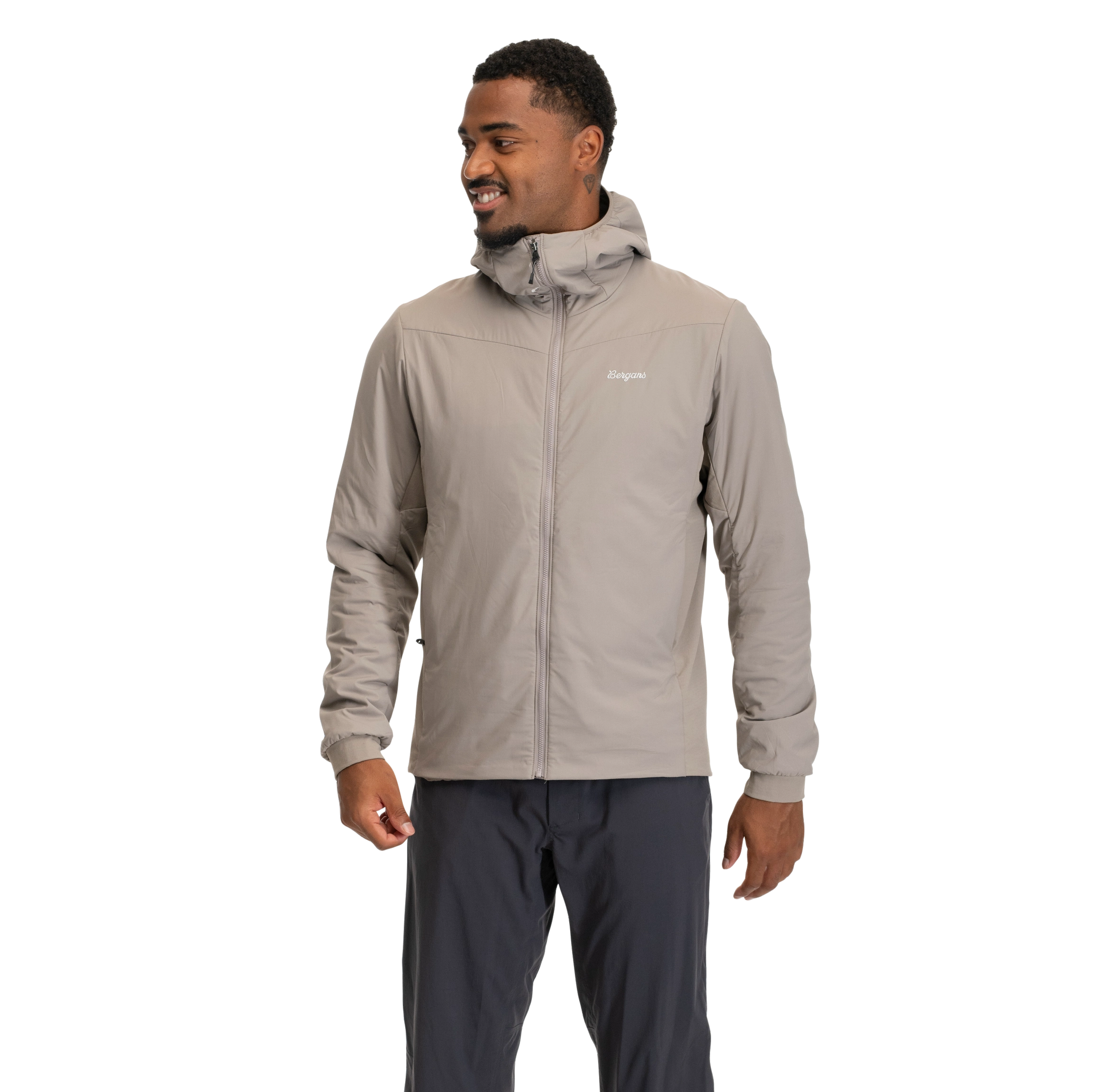 Holo Insulated Hood Jacket Men Rock Taupe
