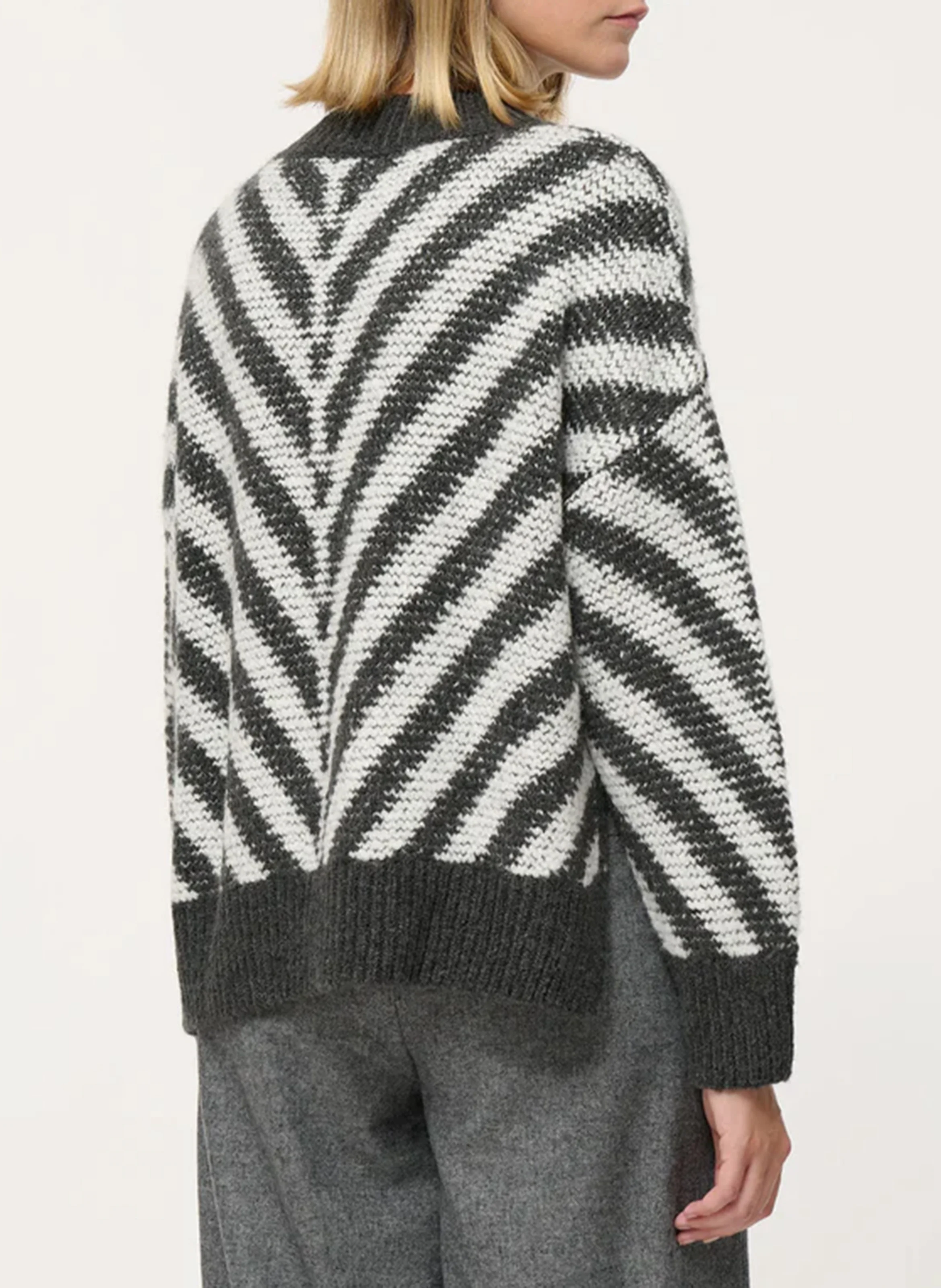 Pull col montant oversize en maille | Gris