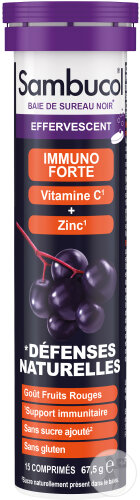 Sambucol Immuno Forte Comprimés Effervescents Avec Vitamine C Et Zinc Sureau Noir 15 Pièces