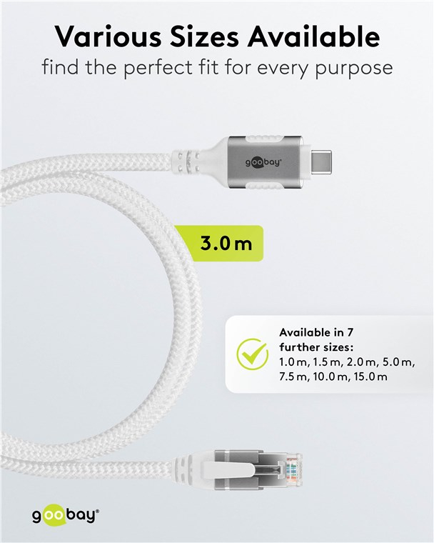 (3m) USB C 3.1 auf CAT 6 Ethernet LAN RJ45 Netzwerk Kabel Patchkabel mit 1000 Mbit/s (74177) - Weiss