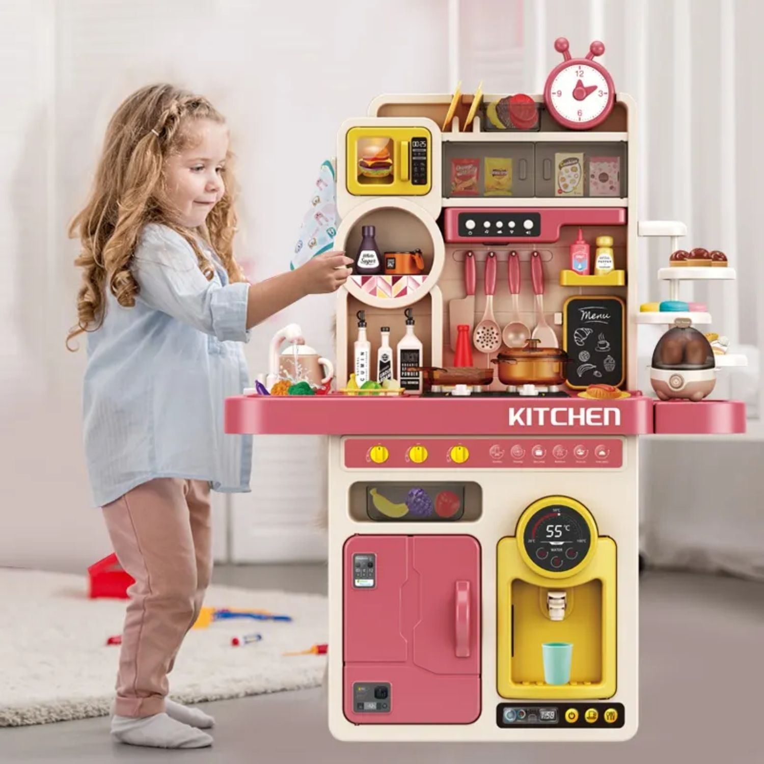 Coemo Kinderküche Tony Spielküche ROSA mit viel Zubehör