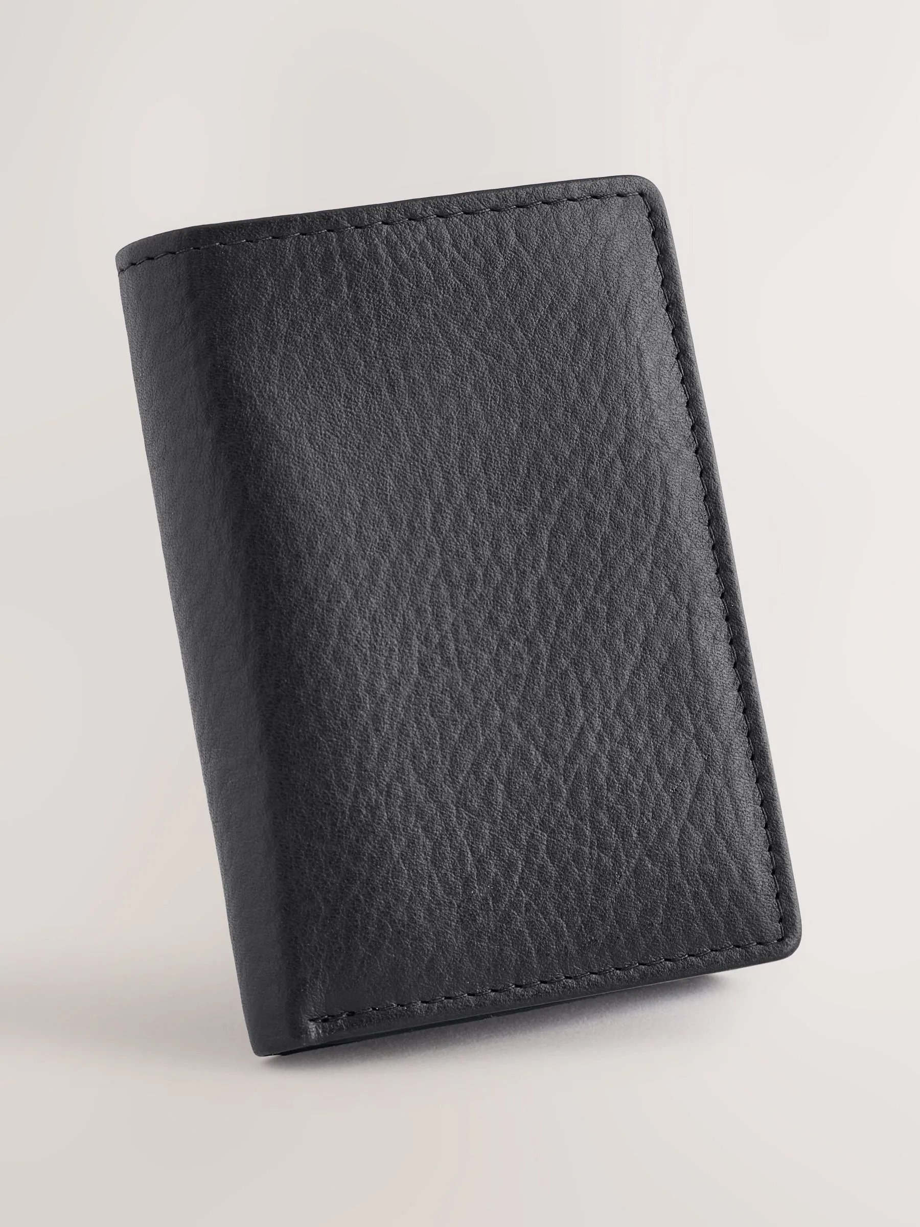 Zwart - Leather Grainy Trifold Wallet