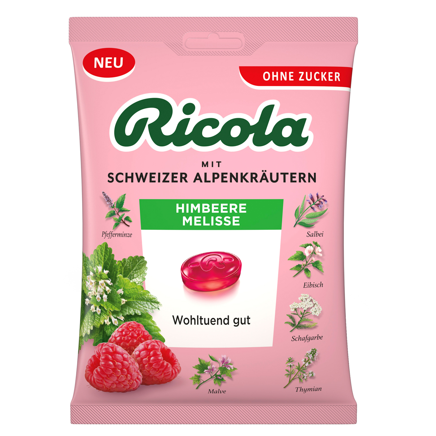 Ricola Himbeere Melisse ohne Zucker 75g MHD:31.3.26