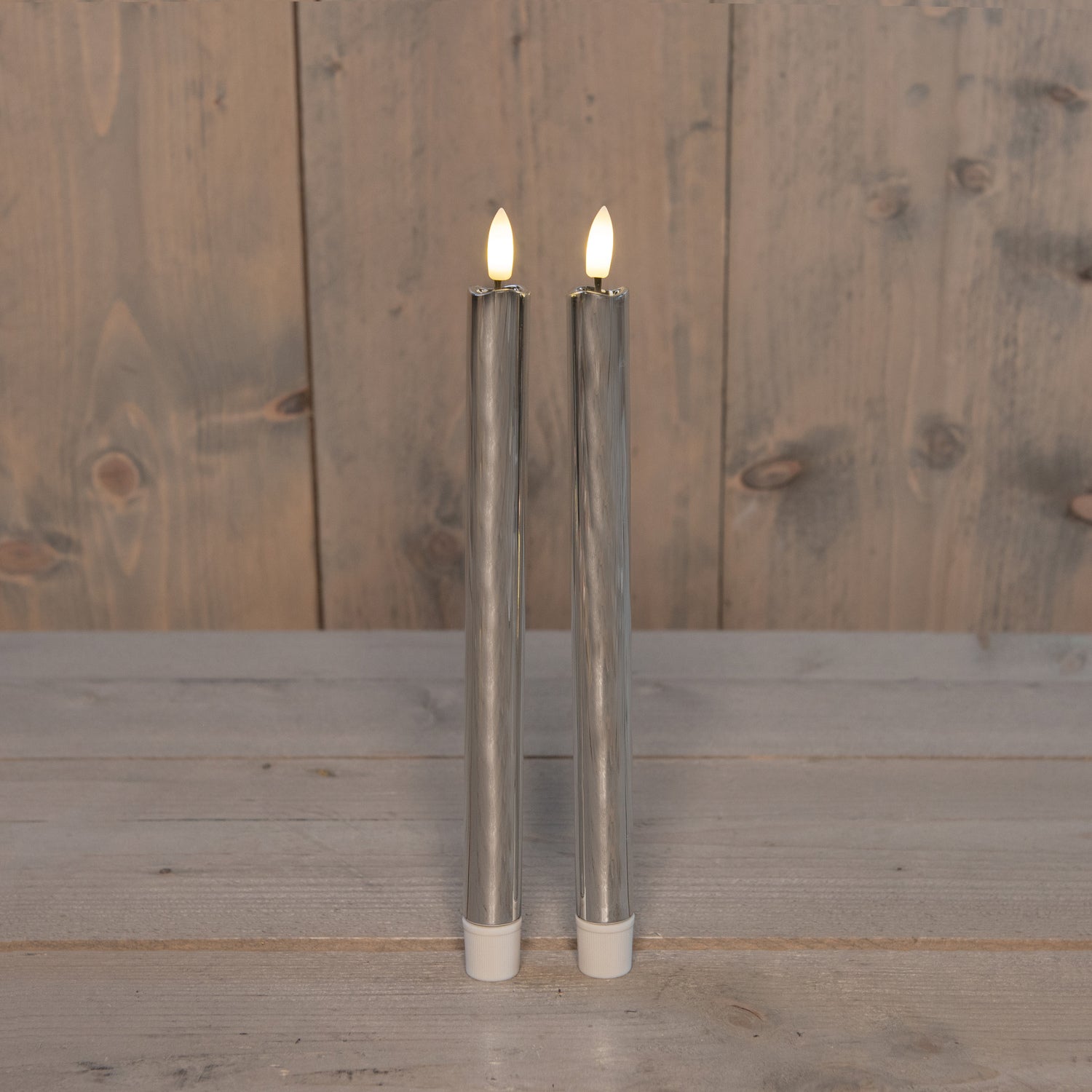 Anna's Collection LED dinerkaars Larni zilver D 2,1 H 25 cm 2 stuks