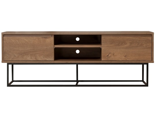 CONCEPT1 - Meuble TV Rodez 140 Noyer, Noir 140 x 50 x 40