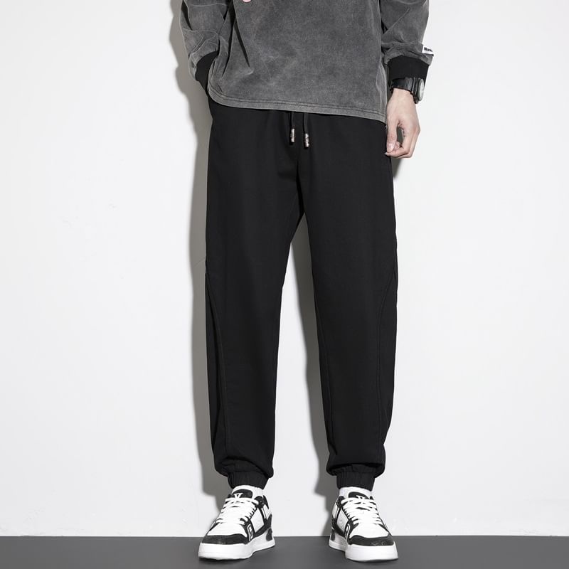 Hushgrain - Effen cropped harem-joggingbroek met trekkoord in de taille