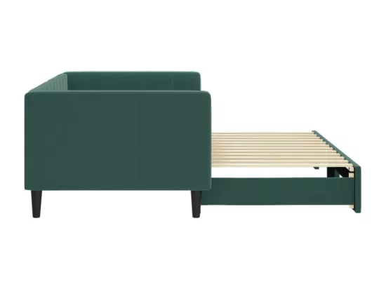 Lit de jour avec lit gigogne vert foncé 90x200 cm velours