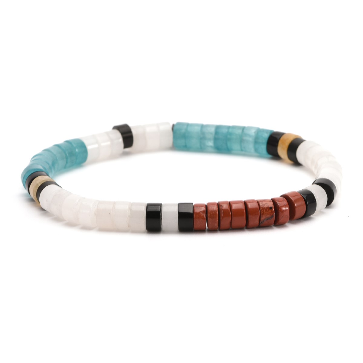 Bracelet Perles Heishi  Jaspe Blanc Rouge Bleu-Small-16cm