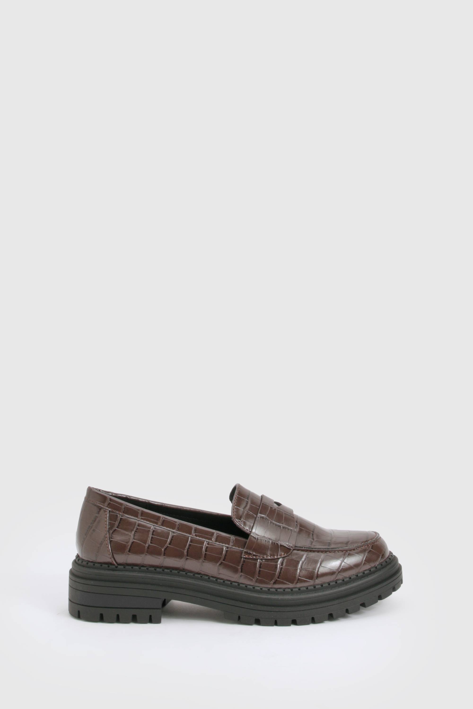 boohoo Mocassins à Détail Sangle Effet Croco Épais