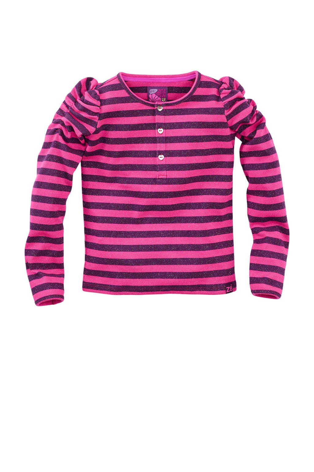 Z8 longsleeve Jenoa met streepdessin fuchsiaroze/paars