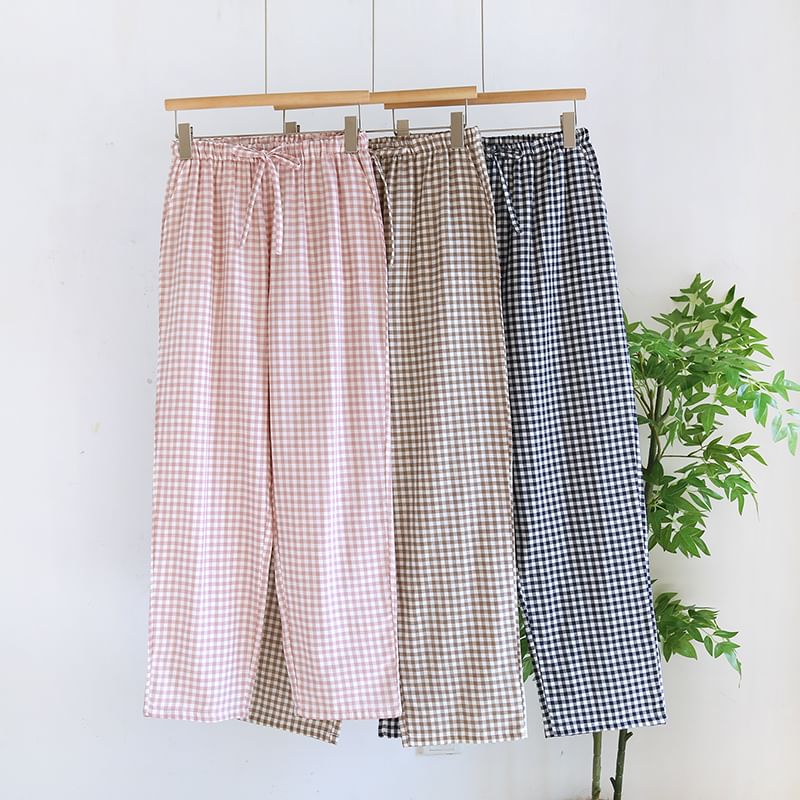 Dogini - Bijpassende pyjamabroek met hoge taille en ruitmotief (verschillende ontwerpen)