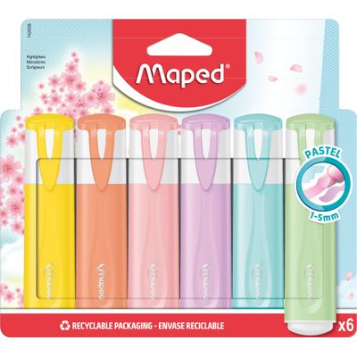 Maped Fluo Peps Pastel - Pack de 6 surligneurs - couleurs assorties