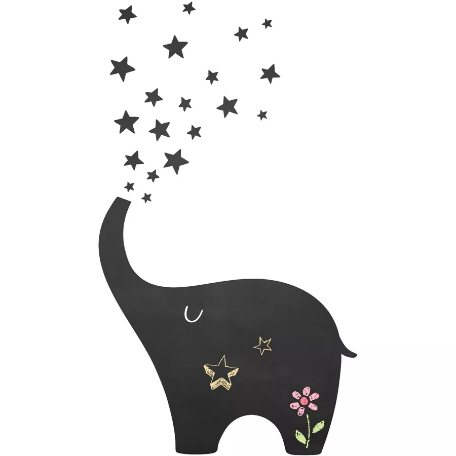 Nikima Wandtattoo 010 Elefant - selbstklebende Tafelfolie Kreidefolie inkl. 3 Stück Kreide schwarz