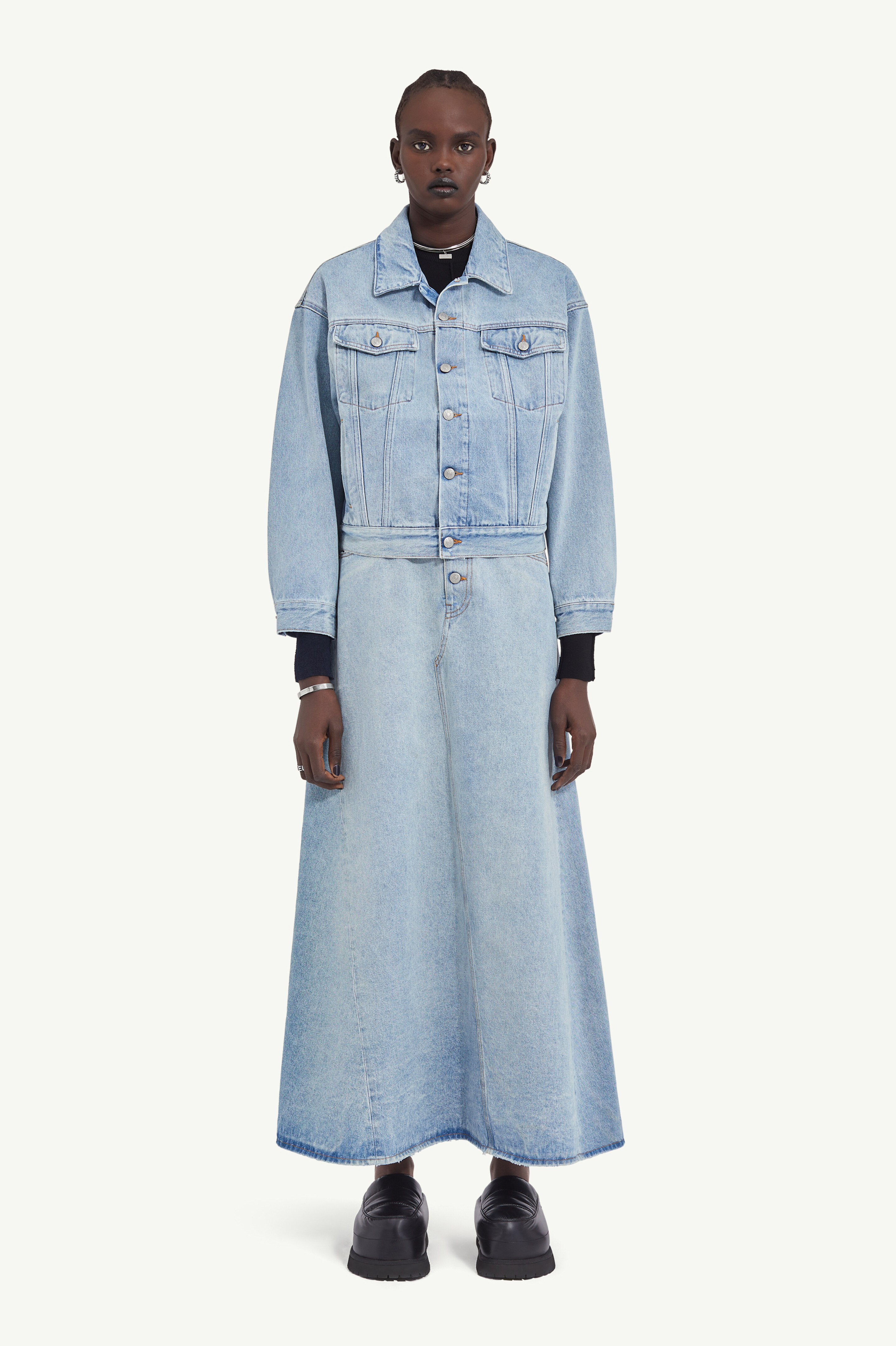 Veste en denim cropped pour femme