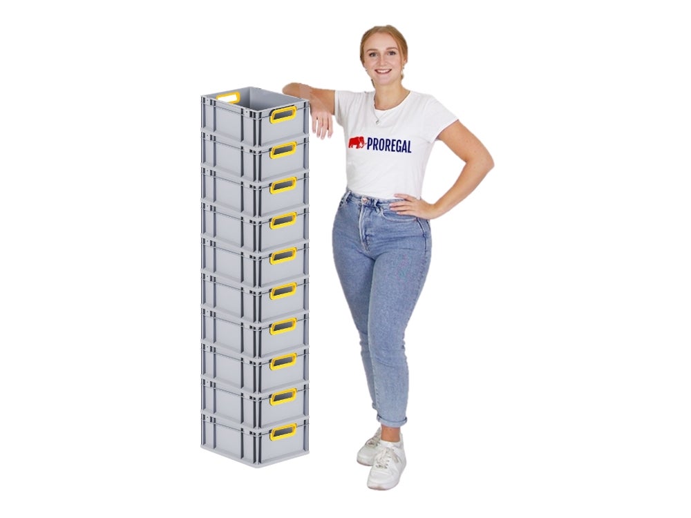PROREGAL Eurobox Nextgen Kleur HxBxD 17 x 30 x 40 cm 16 liter Handgrepen Geel Open gladde bodem Euro container transportbox