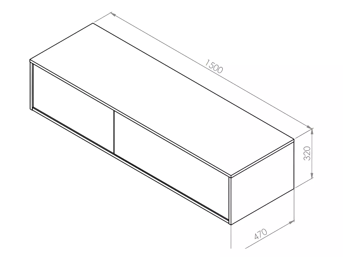 Meuble de salle de bain suspendu gris béton avec double vasque - L150 cm - ISAURE II