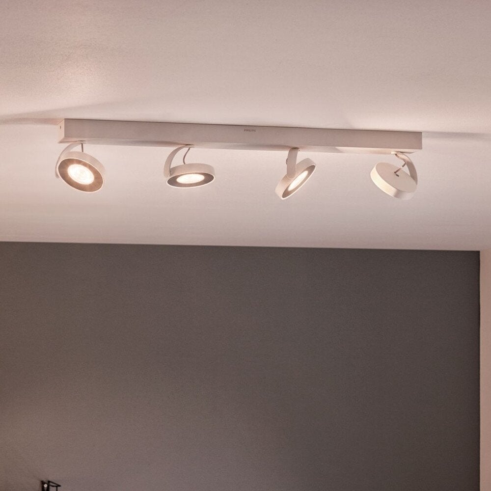 Tijdloze myLiving Clockwork plafondspot in wit, warme gloed, 4-lichts, dimbaar
