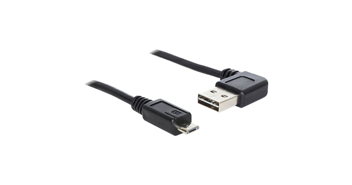 DeLOCKUSB 2.0 male left/right > micro-B, 3m kabel  (Zwart, 83384)