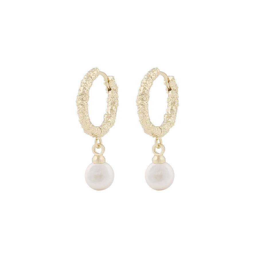 Snö Of Sweden Lauren Small Ring Pendant Earring Gold/White