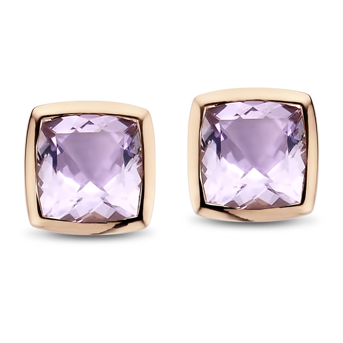 Boucles d'oreilles Améthyste or rose 18 carats
