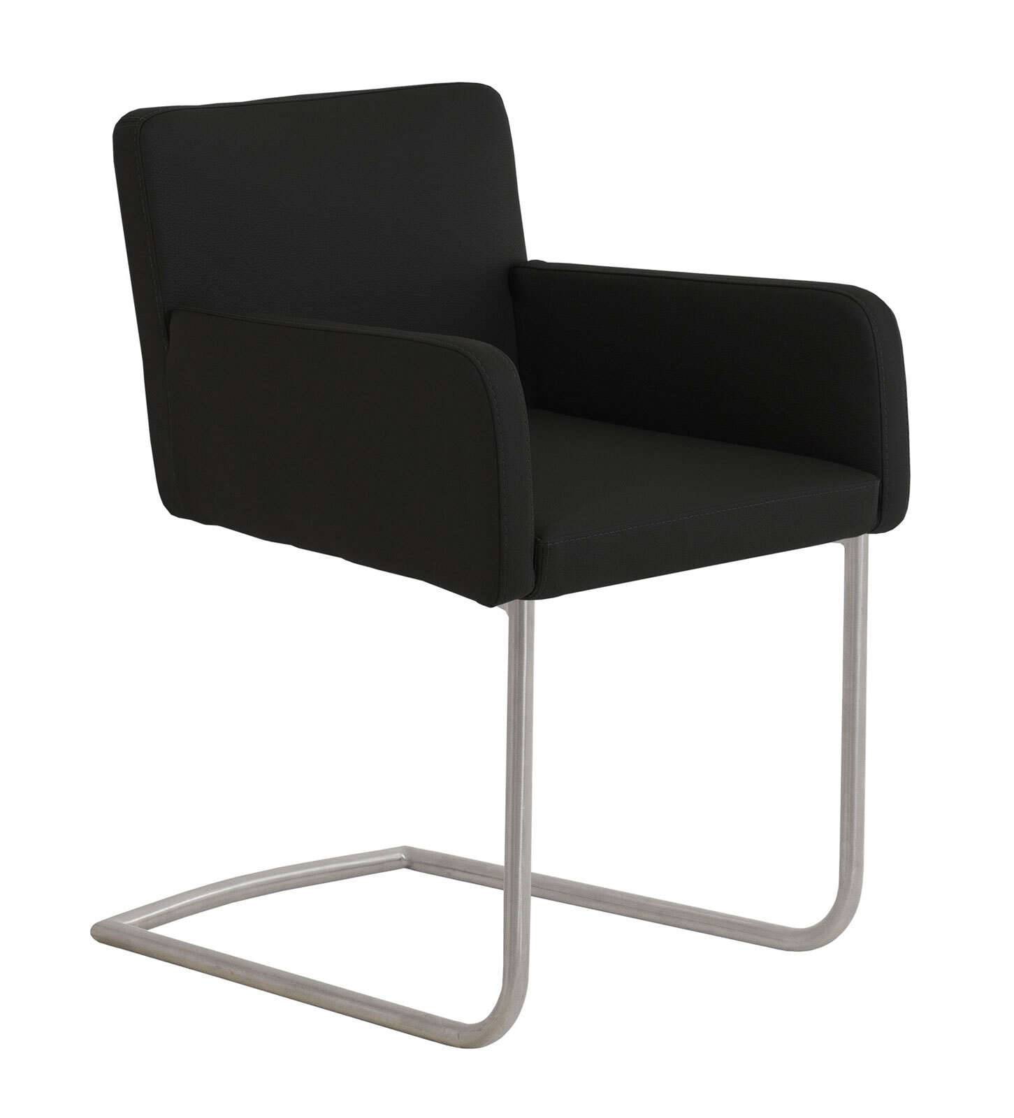 Esszimmerstuhl RIALTO LDM3-LDE Edelstahl /Lederlook black