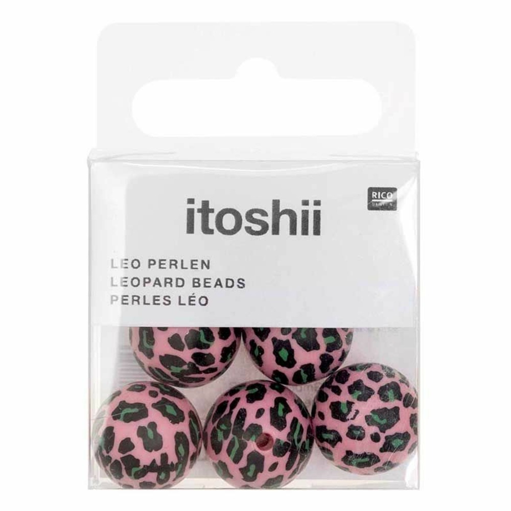 5 perles acid leo rose ø 16 mm