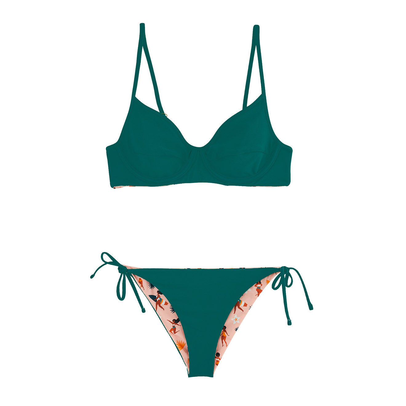 Wild Maillot de bain 2 pièces Simon rose/vert
