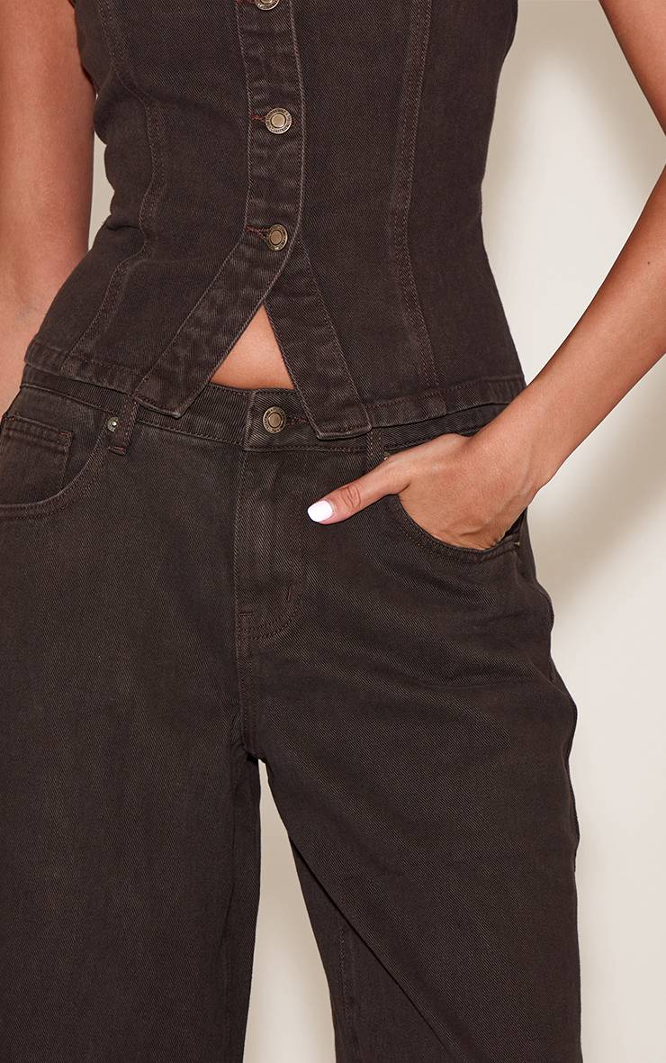 Dark Chocolate Jean Large Taille Mi-haute