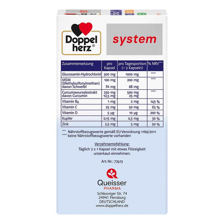 Doppelherz Glucosamin 1000 + Curcuma vegan syst.Kapseln , 60 St