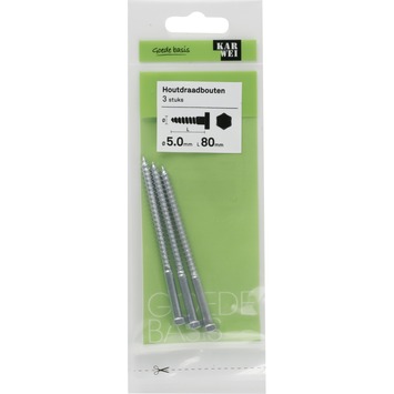 KARWEI houtdraadbout M5x80 mm 3 stuks