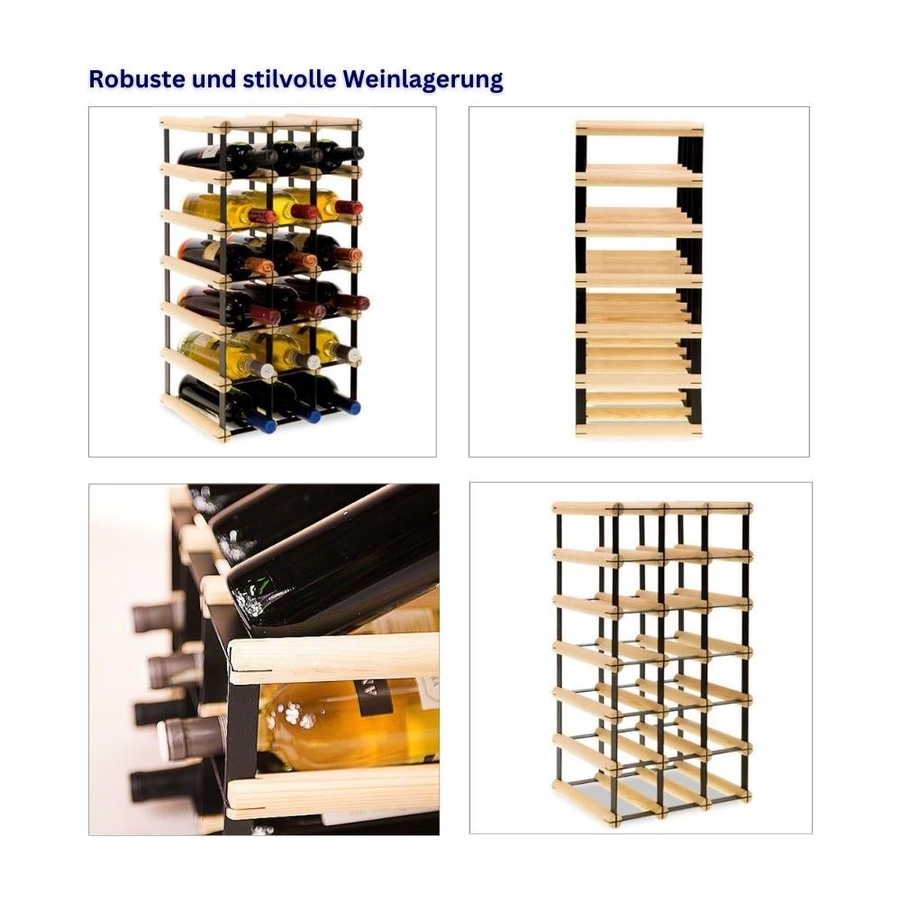 PROREGAL Modulair Wijnrek Vinotega Mod Metaal HxBxD 62,5 x 32,5 x 24,5 cm 3 x 6 Flessen Massief Dennenhout Natuurlijk