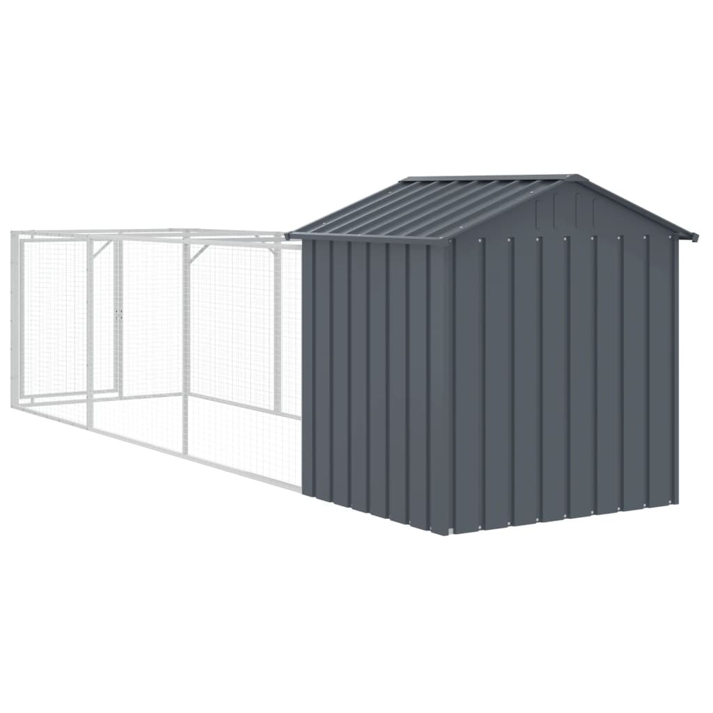 Canil vidaXL com área de exercício, aço galvanizado, cinza, 117x201x123 cm