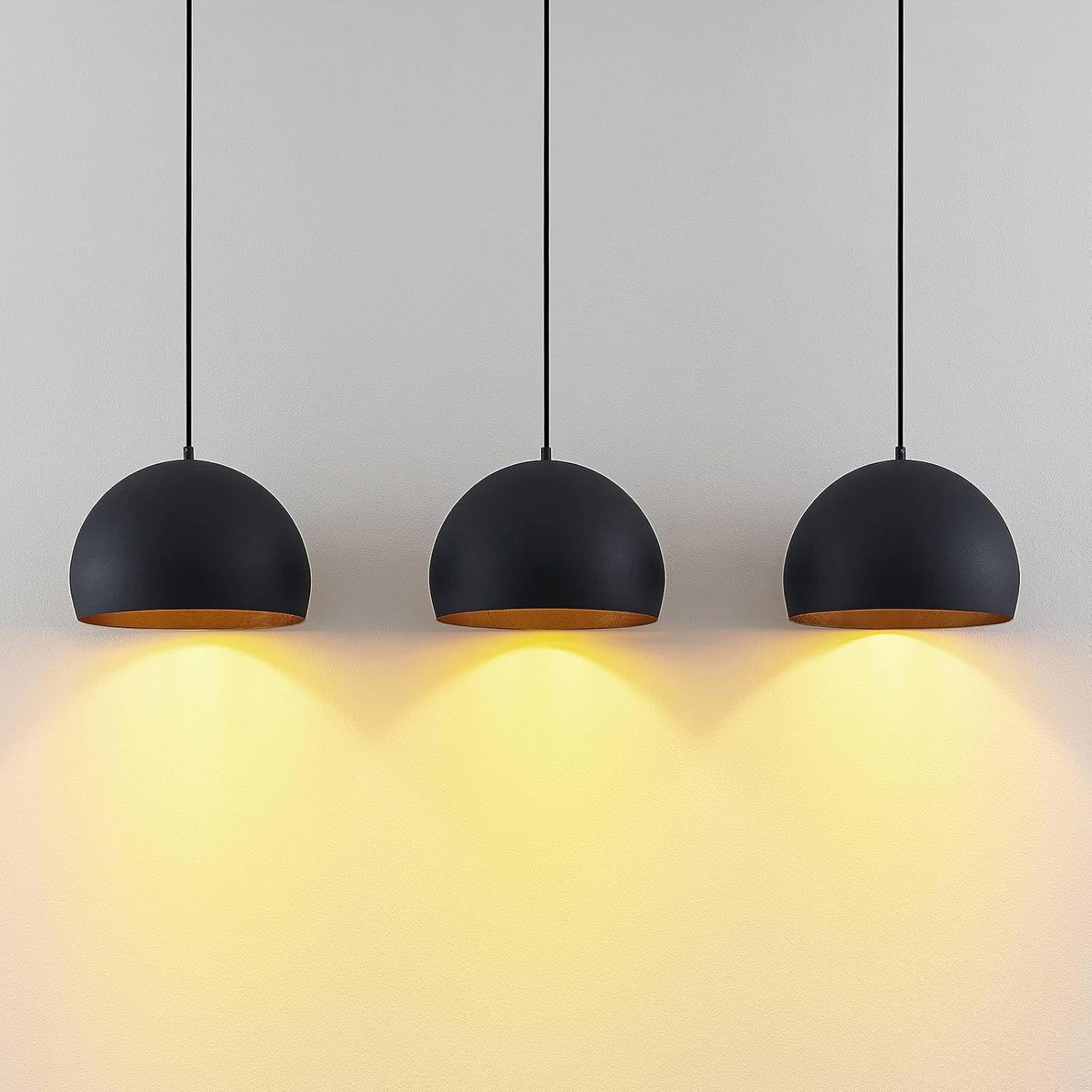 Lindby Esstisch Pendelleuchte schwarz gold Metall, Hängeleuchte Esszimmer 3x E27 ohne Leuchtmittel Hängelampe Wohnzimmer Pendellampe Esszimmerlampe