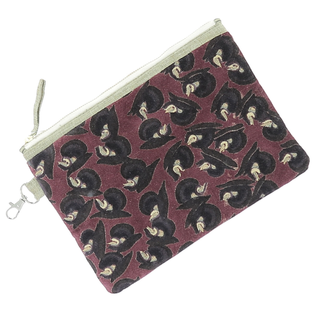 En Fil d'Indienne Trousse Plate Art Déco bordeaux - 13x20 cm