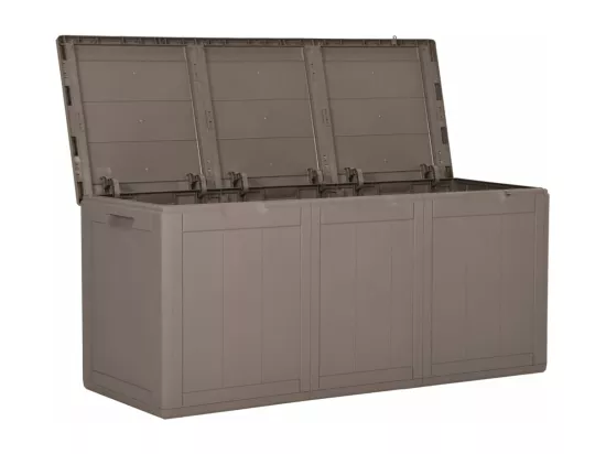 Boîte de rangement de jardin 270 L Marron PP Rotin